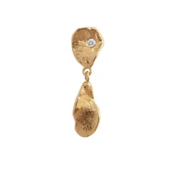 Clear Sea Earring With Stone Gold