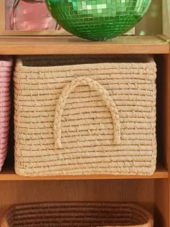 Firkantet Raffia Opbevaringskurv