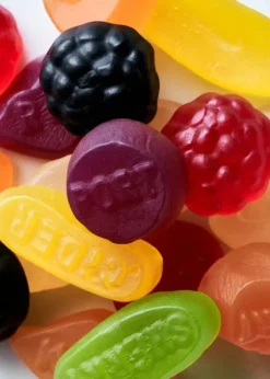 Sweets, wine gum & marshmallow